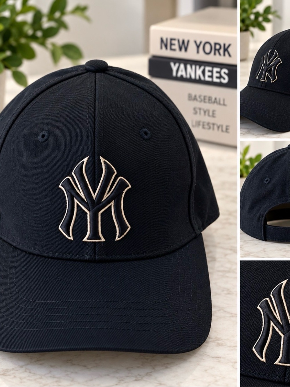 Black Baseball Cap with White Logo